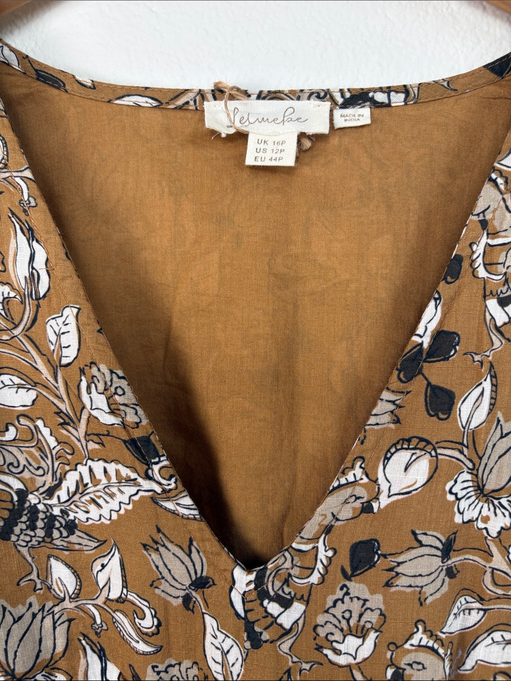 Anthropologie Let Me Be Jemma Floral Tunic Mini Dress Petite 12P Brown NWT - Picture 4 of 16